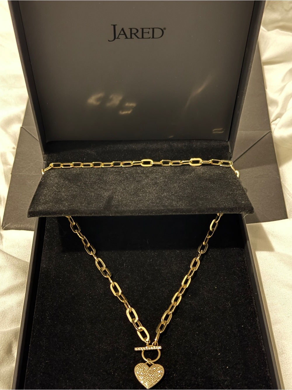 Shy Creation Diamond Heart Toggle Necklace 1/2 ct tw 14k Yellow Gold 18”